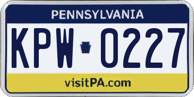 PA license plate KPW0227