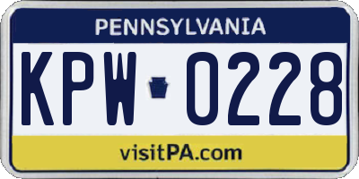 PA license plate KPW0228