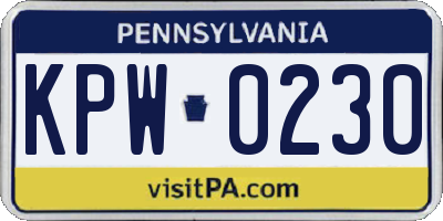 PA license plate KPW0230