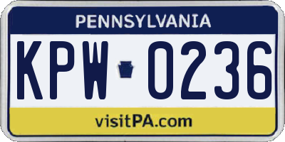 PA license plate KPW0236