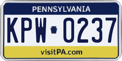 PA license plate KPW0237
