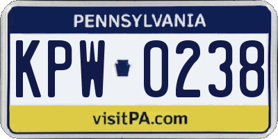 PA license plate KPW0238