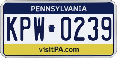 PA license plate KPW0239