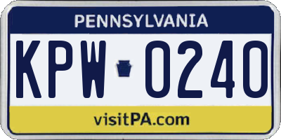 PA license plate KPW0240