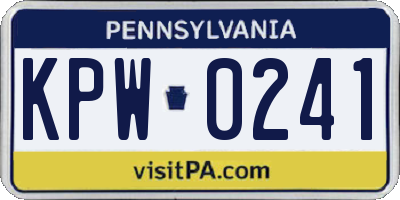 PA license plate KPW0241