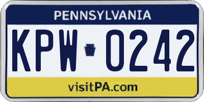 PA license plate KPW0242