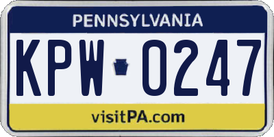 PA license plate KPW0247