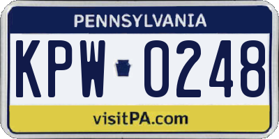 PA license plate KPW0248