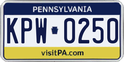 PA license plate KPW0250