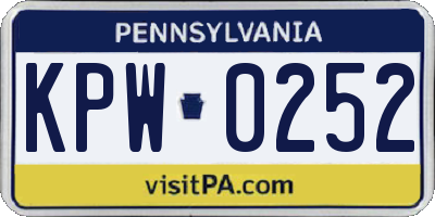 PA license plate KPW0252