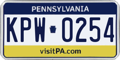PA license plate KPW0254