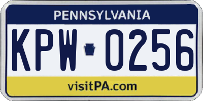 PA license plate KPW0256
