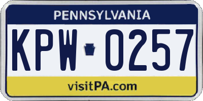 PA license plate KPW0257