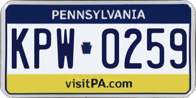 PA license plate KPW0259