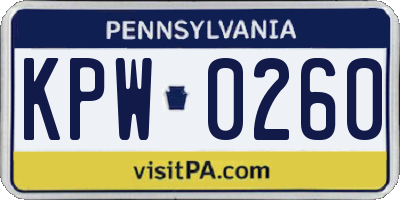 PA license plate KPW0260