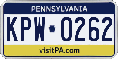 PA license plate KPW0262