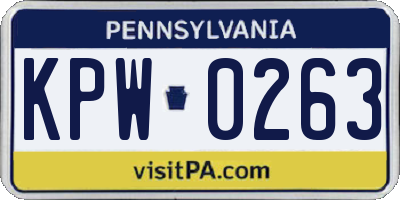 PA license plate KPW0263