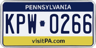 PA license plate KPW0266