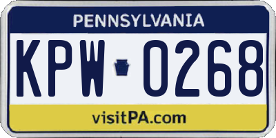 PA license plate KPW0268