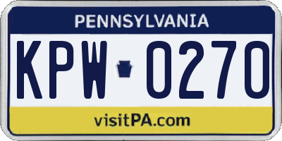 PA license plate KPW0270
