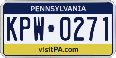 PA license plate KPW0271