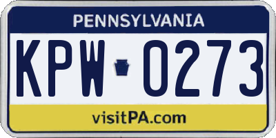 PA license plate KPW0273