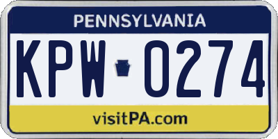 PA license plate KPW0274
