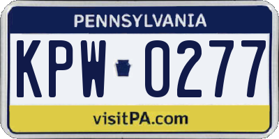 PA license plate KPW0277