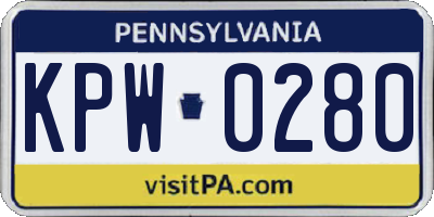 PA license plate KPW0280