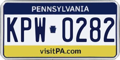 PA license plate KPW0282