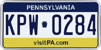 PA license plate KPW0284