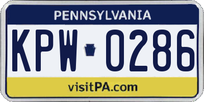 PA license plate KPW0286