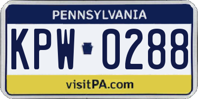 PA license plate KPW0288