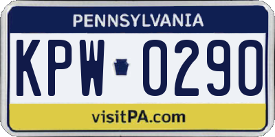 PA license plate KPW0290