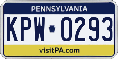 PA license plate KPW0293