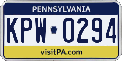 PA license plate KPW0294
