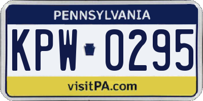 PA license plate KPW0295