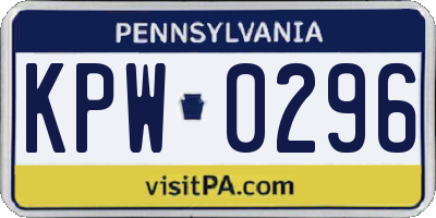 PA license plate KPW0296