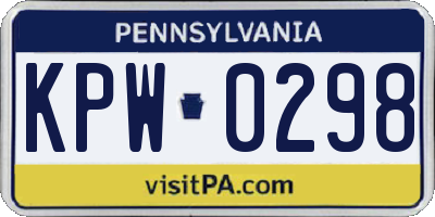 PA license plate KPW0298