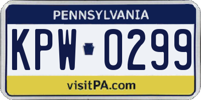 PA license plate KPW0299