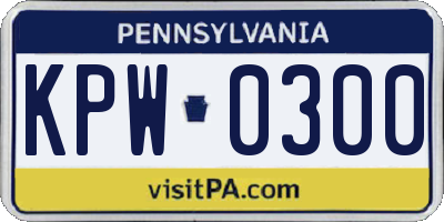 PA license plate KPW0300