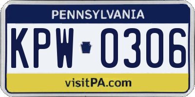 PA license plate KPW0306