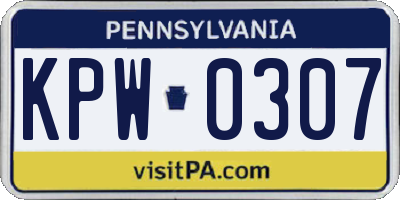 PA license plate KPW0307