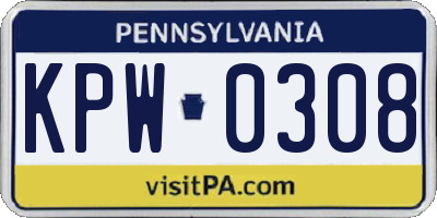 PA license plate KPW0308