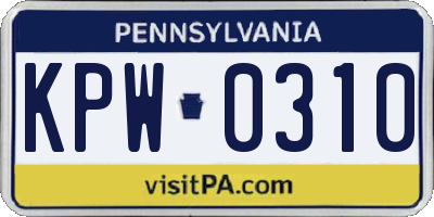 PA license plate KPW0310
