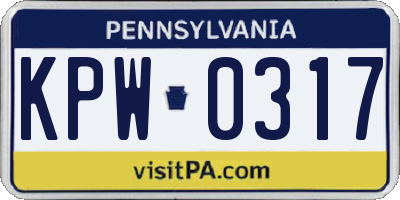 PA license plate KPW0317