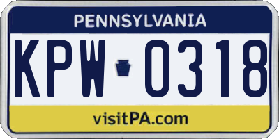 PA license plate KPW0318