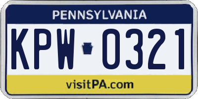 PA license plate KPW0321