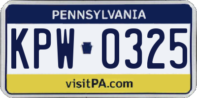 PA license plate KPW0325