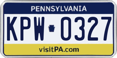 PA license plate KPW0327